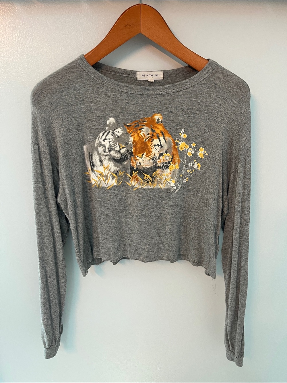 Women's Cropped Long-Sleeve Top in Heather Gray